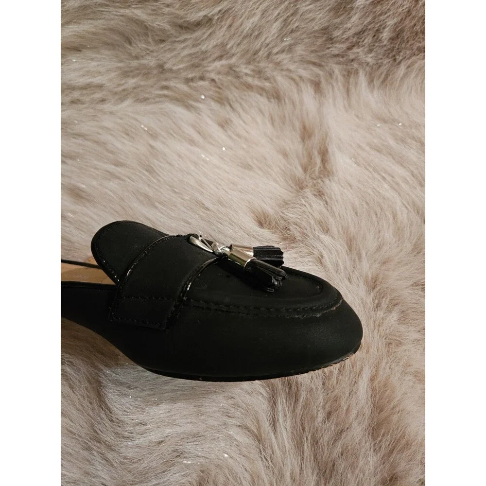 Adrienne Vittadini Saige Black Slip On Tassel Loafer Mule Sz 7.5 Still Online